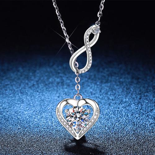 925 Sterling Sølv Halskæde, med 2inch extender kæde, Heart, platineret, forskellig størrelse for valg & for kvinde, Længde Ca. 15.7 inch, Solgt af PC
