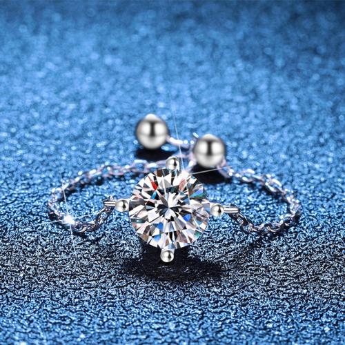 925 sterling silver Finger Ring, platinerade, olika material för val & justerbar & för kvinna, Storlek:5-9, Säljs av PC