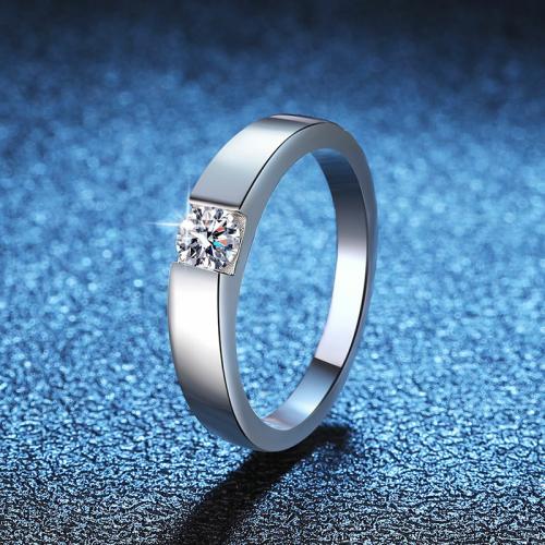 925 sterling silver Finger Ring, med Moissanite (på), platinerade, olika storlek för val & för kvinna, Storlek:4.5-11, Säljs av PC