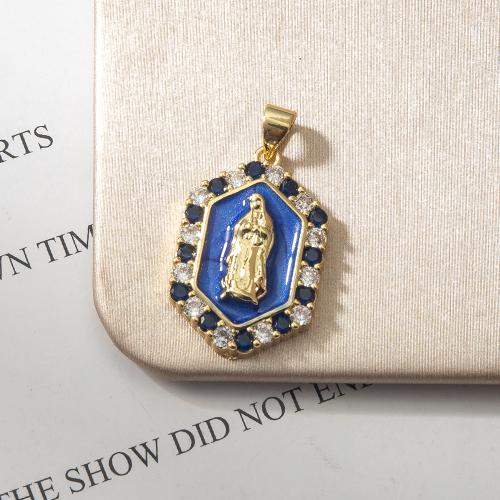 Cubique Pendentif en laiton zircon pavent, Placage, bijoux de mode & pavé de micro zircon & émail, plus de couleurs à choisir, protéger l'environnement, sans nickel, plomb et cadmium, 16.70x4.53x29.63mm, Vendu par PC