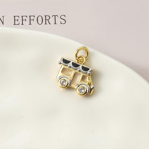 Cubique Pendentif en laiton zircon pavent, Placage, bijoux de mode & pavé de micro zircon & émail, plus de couleurs à choisir, protéger l'environnement, sans nickel, plomb et cadmium, 14.10x2.70x15.50mm, Vendu par PC