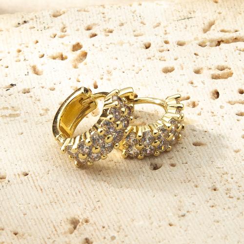 Laiton Leverback boucle d'oreille, Placage, bijoux de mode & pavé de micro zircon, plus de couleurs à choisir, protéger l'environnement, sans nickel, plomb et cadmium, 5x13.10x12.60mm, Vendu par paire