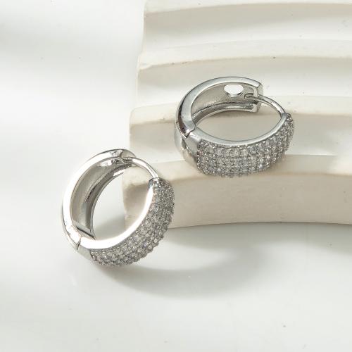 Laiton Leverback boucle d'oreille, Placage, bijoux de mode & pavé de micro zircon, plus de couleurs à choisir, protéger l'environnement, sans nickel, plomb et cadmium, 6.55x17.20x16.50mm, Vendu par paire