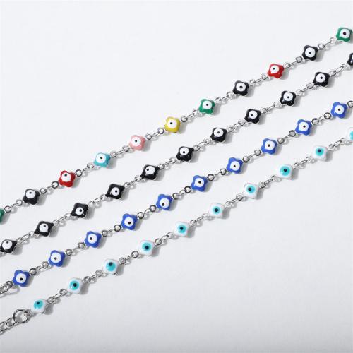 Gioielli male braccialetto dell'occhio, 316L acciaio inox, with 5cm extender chain, gioielli di moda & unisex & smalto, nessuno, Lunghezza 17 cm, Venduto da PC