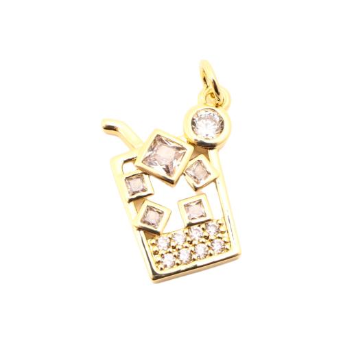 Cubic Zirconia Micro Pave Brass Pendant DIY & micro pave cubic zirconia & hollow golden Sold By PC