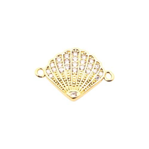 Cubic Zirconia Micro Pave Brass Connector Shell DIY & micro pave cubic zirconia golden Sold By PC
