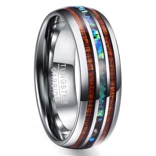 Tungsten Steel Ring for Men  with Abalone Shell & Wood plated fashion jewelry & for man original color Sold By PC