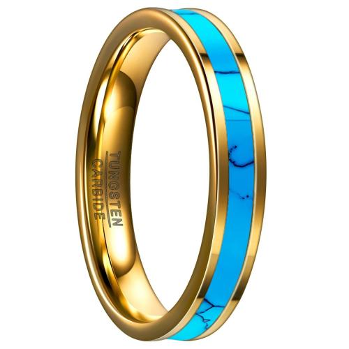 Anneau en acier de tungstène pour hommes, avec turquoise, Placage, bijoux de mode & unisexe & normes différentes pour le choix, doré, Vendu par PC