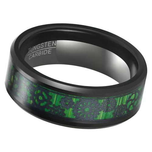 Tungsten Steel Ring for Men  with Carbon Fibre plated fashion jewelry & for man black mm Sold By PC