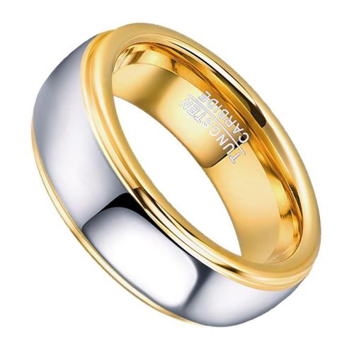 Tungsten Stålring til mænd, Wolfram stål, poleret, forskellig størrelse for valg & for mennesket & to tone, wide:8mm, Solgt af PC