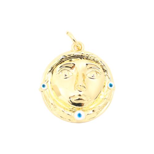 Evil Eye Pendants Brass Round DIY & enamel golden Sold By PC