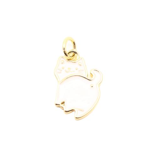Brass Jewelry Pendants Cat DIY & enamel golden Sold By PC