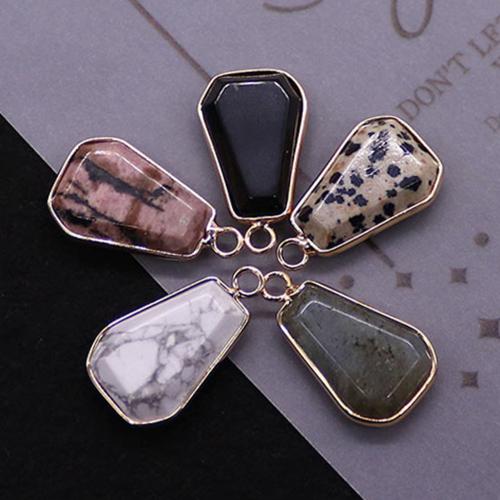 宝石の原石ペンダント・ジュエリー, ジェムストーン, とともに 銅, 台形, メッキ, DIY, 無色, 19x25mm, 売り手 パソコン