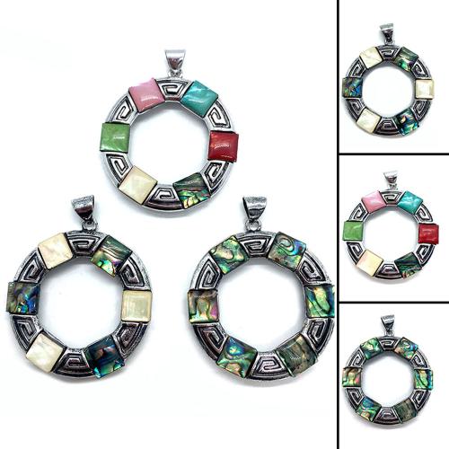Természetes Abalone Shell Medálok, Cink ötvözet, -val Abalone Shell, galvanizált, DIY, több színt a választás, 46mm, Által értékesített PC