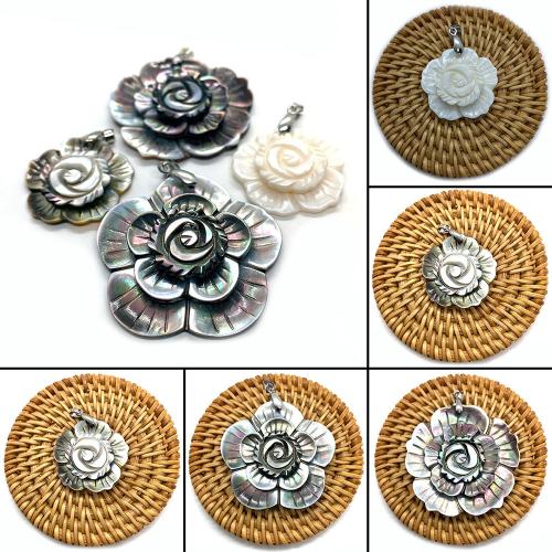 Ciondoli gioielli in acciaio inox, 304 acciaio inox, with conchiglia, Fiore, placcato, DIY, nessuno, Venduto da PC