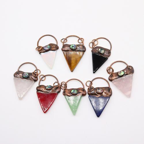 Edelstein Anhänger Schmuck, mit Messing, Dreieck, plattiert, DIY, keine, 30-50mm, verkauft von PC