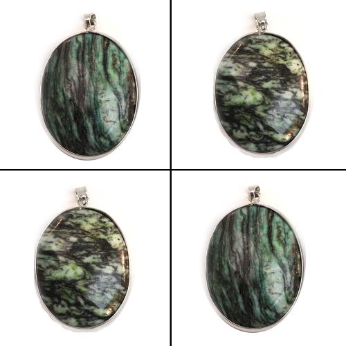 Bijoux pendentifs en laiton, turquoise synthétique, avec laiton, ellipse, Placage, DIY, couleurs mélangées, 32x46mm, Vendu par PC