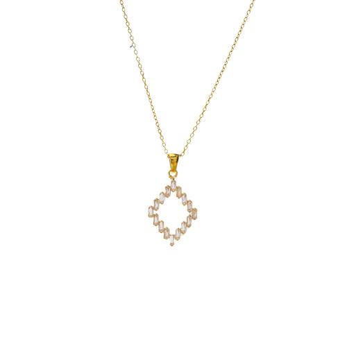 Stainless Steel smycken halsband, 304 rostfritt stål, guldfärg pläterade, mode smycken & micro bana cubic zirconia, gyllene, Säljs av PC