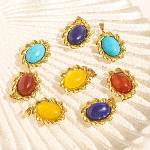 Roestvrij stalen sieraden Hangers, 304 roestvrij staal, met Edelsteen, gold plated, DIY, gouden, 10pC's/Bag, Verkocht door Bag