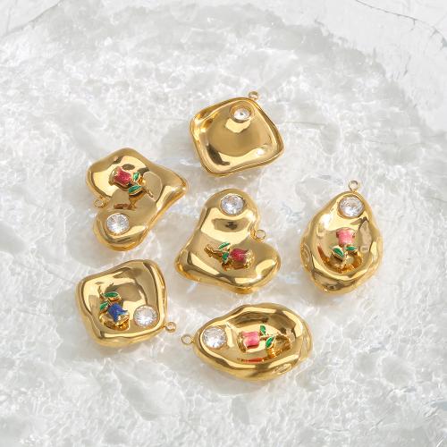 Roestvrij stalen sieraden Hangers, 304 roestvrij staal, gold plated, DIY & glazuur & met strass, gouden, 10pC's/Bag, Verkocht door Bag