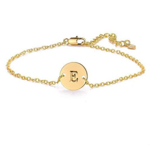 Mässing Armband, Flat Round, plated, Unisex & olika stilar för val & med bokstaven mönster, Längd Ca 6-8 inch, Säljs av PC