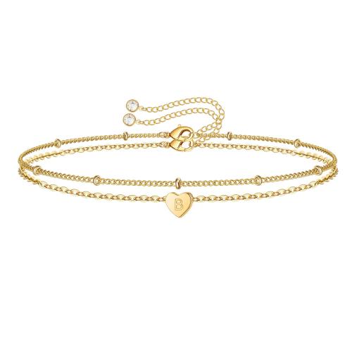 metal Pulsera, Corazón, chapado en color dorado, diferentes estilos para la opción & con el patrón de la letra & para mujer, longitud aproximado 6-8 Inch, Vendido por UD