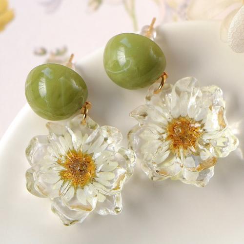 Hars Drop Earring, met Gedroogde bloem & Zinc Alloy, epoxy sticker, verschillende stijlen voor de keuze & voor vrouw, earring length 40-50mm, Verkocht door pair