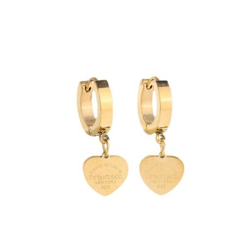 Cruach Tíotáiniam Huggie Hoop Buail Earring, Croí, dath an óir plated, seanré & do bhean, 50mm, Díolta De réir Péire