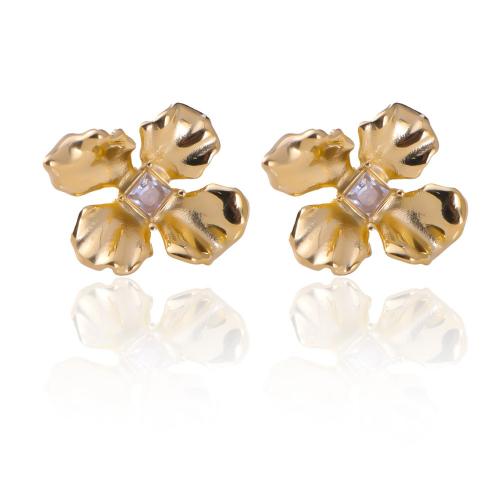 Nerezová ocel náušnice, 304 Stainless Steel, s Cubic Zirconia, módní šperky & pro ženy, více barev na výběr, Prodáno By Pair