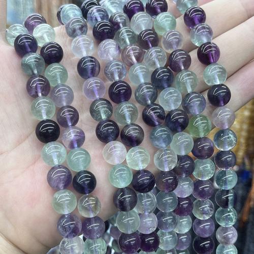 Fluorit Beads, Farverige Fluorite, Runde, du kan DIY, blandede farver, Solgt af Strand