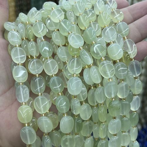 Jade Sléibhe Nua Bead, éilips, DIY, glas, 10x12mm, Díolta Per 38 cm Snáithe