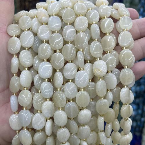 Moonstone Χάντρες, Φεγγαρόπετρα, έλλειψη, DIY, λευκό, 10x12mm, Sold Per Περίπου 38 cm Strand