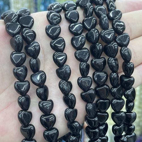 Gemstone Jewelry Beads Tourmaline Heart DIY black 10mm Sold Per 38 cm Strand