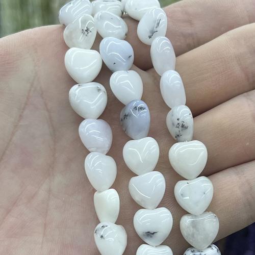 Gemstone šperky Korálky, White Opal, Srdce, DIY, jasný, 10mm, Prodáno za Cca 38 cm Strand