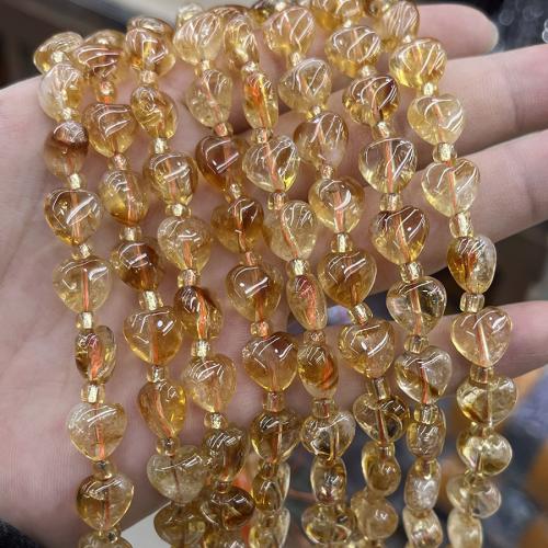 Naturalnych Koraliki cytryn, Koraliki kwarc żółty, Serce, DIY, żółty, 10mm, sprzedawane na około 38 cm Strand