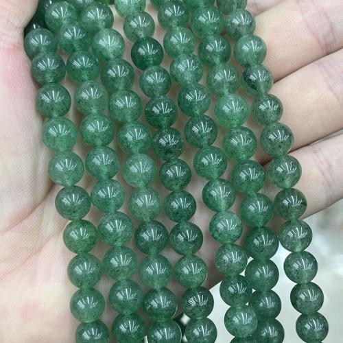 Prirodni kvarc nakit Beads, jagoda kvarc, Krug, možete DIY, zelen, 8mm, Prodano Per Približno 38 cm Strand