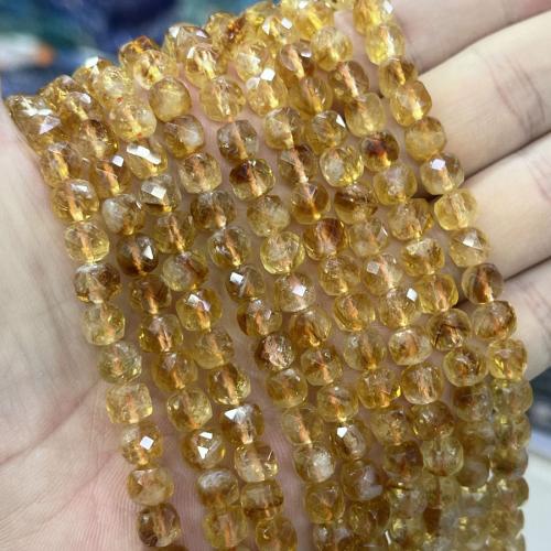 Granos citrinos naturales, abalorio de citrino, Cuadrado, Bricolaje, amarillo, 6mm, Vendido para aproximado 38 cm Sarta