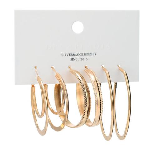 aleación de zinc Aretes, chapado en color dorado, diferentes estilos para la opción & para mujer, earring length 25-60mm, Vendido por Set