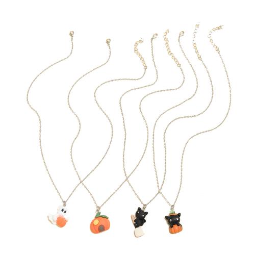 resina collana, with lega in zinco, placcato color oro, Design di Halloween & 4 pezzi & per la donna, Lunghezza Appross. 20-31.5 pollice, Venduto da set
