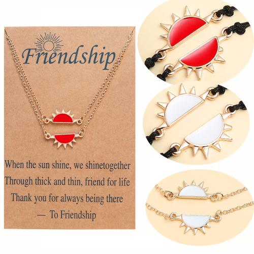 Sinc Alloy Chailleach bráisléad agus Necklace, le Céir, Sun, stíleanna éagsúla do rogha & do bhean & cruan, Díolta De réir PC