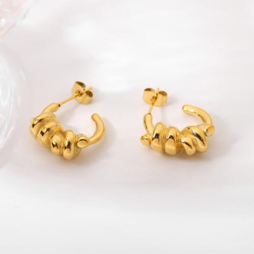 304 rustfrit stål Stud Earring, guldfarve belagt, Vintage & for kvinde, 10x20mm, Solgt af par