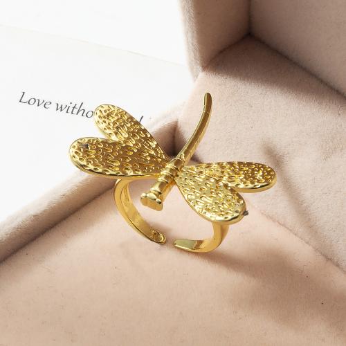 Brass Finger Ring Dragonfly plated fashion jewelry gold nickel lead & cadmium free Sold By PC