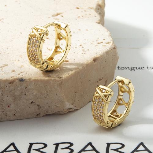 Brass Leverback Earring plated fashion jewelry & micro pave cubic zirconia gold nickel lead & cadmium free Sold By Pair