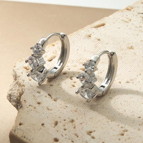 Blås Leverback örhänge, Mässing, plated, mode smycken & micro bana cubic zirconia, fler färger för val, nickel, bly och kadmium gratis, 16.60x6.50x13.95mm, Säljs av Par