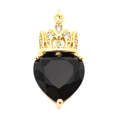 Messing hanger met micro-paved kubieke zirconia's, met Cubic Zirconia, gold plated, DIY, 35x18x8mm, Verkocht door PC