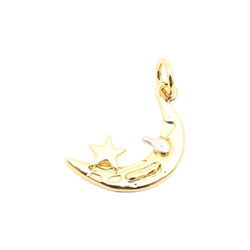 Brass Jewelry Pendants Moon and Star DIY golden Sold By PC