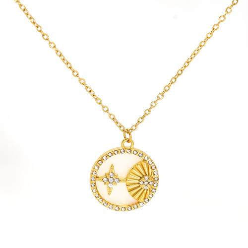 Nerezová ocel šperky náhrdelník, 304 Stainless Steel, 18K pozlacené, různé styly pro výběr & pro ženy & s drahokamu, Prodáno By PC