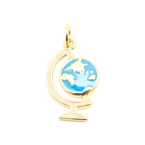 Brass Jewelry Pendants Globe DIY & enamel Crystal Gold Sold By PC