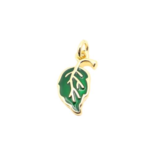 Brass Jewelry Pendants Leaf DIY & enamel golden Sold By PC