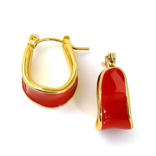 Stainless Steel Lever Terug Earring, 304 roestvrij staal, 18K verguld, verschillende stijlen voor de keuze & voor vrouw & glazuur, meer kleuren voor de keuze, Verkocht door pair